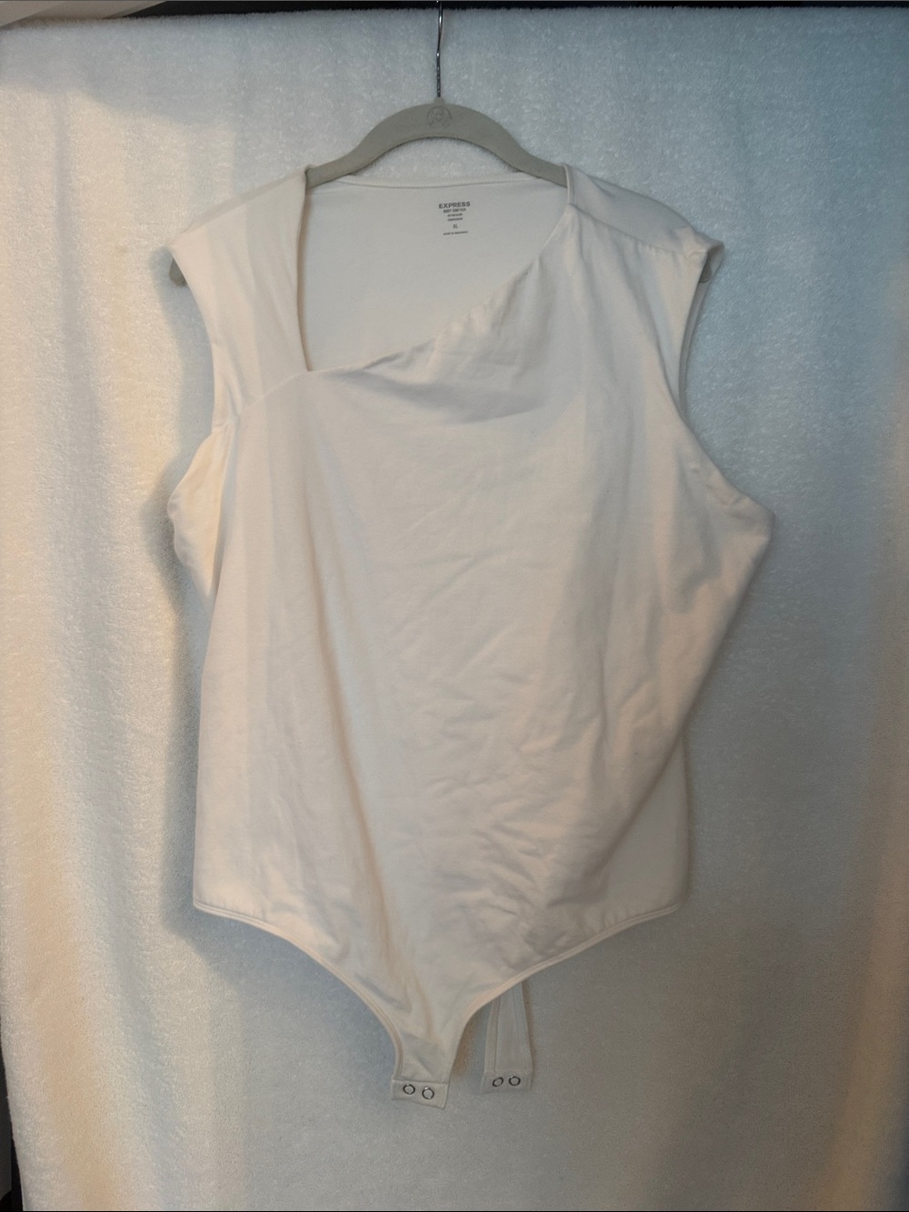 Express Cream Asymmetric Sleeveless Bodysuit